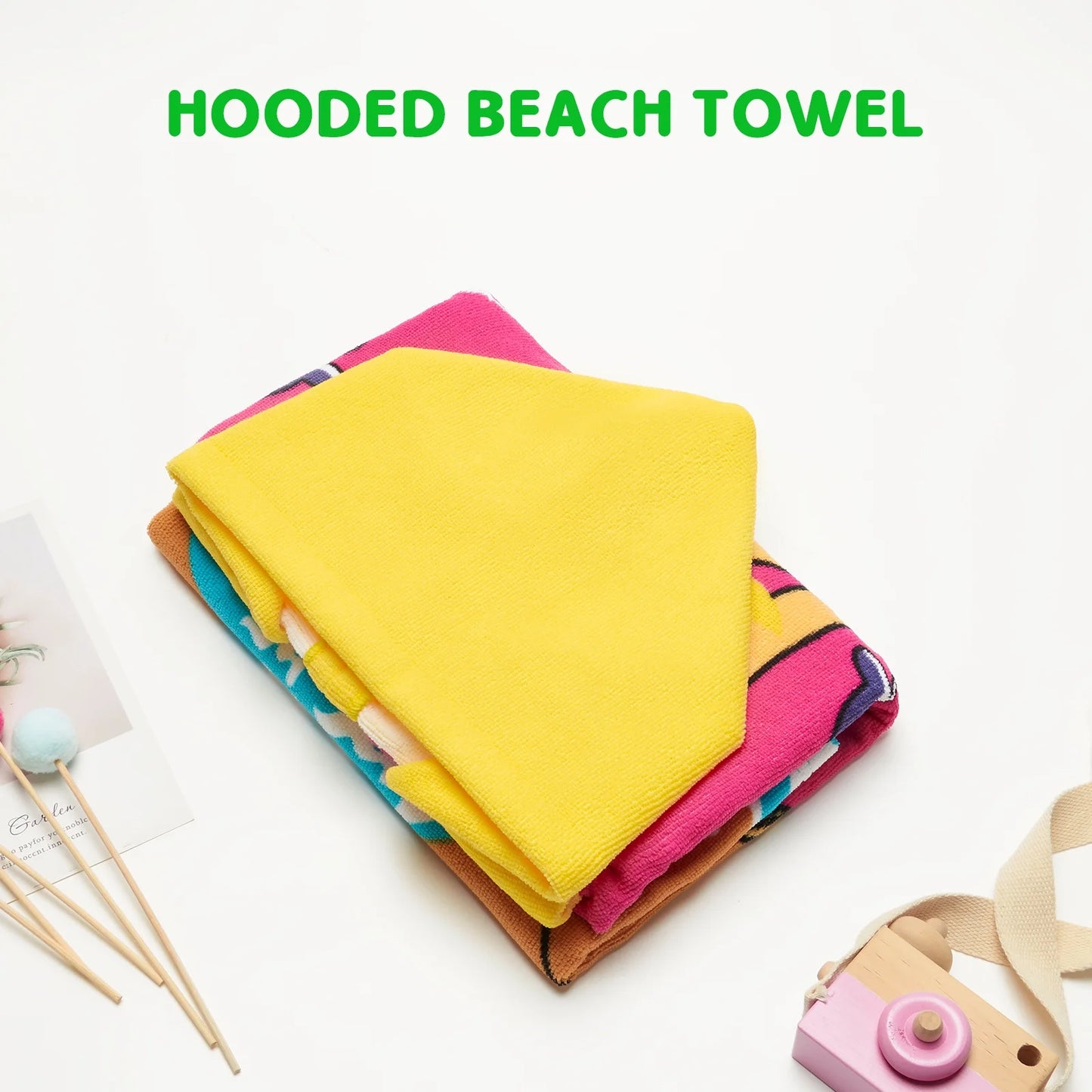 Baby Kids Bath and Beach Hooded Towel Wrap, 24" X 48", Rose Red Mermaid